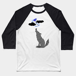 Wolf howling at the moon Baseball T-Shirt